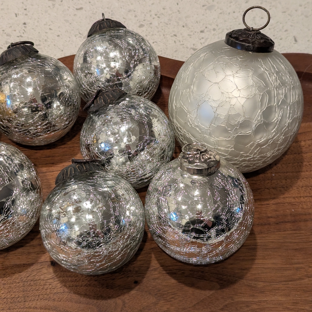 Vintage Lot of 9 Kugel Crackle Heavy Glass German Christmas‎ Tree Ornaments - Picture 3 of 8